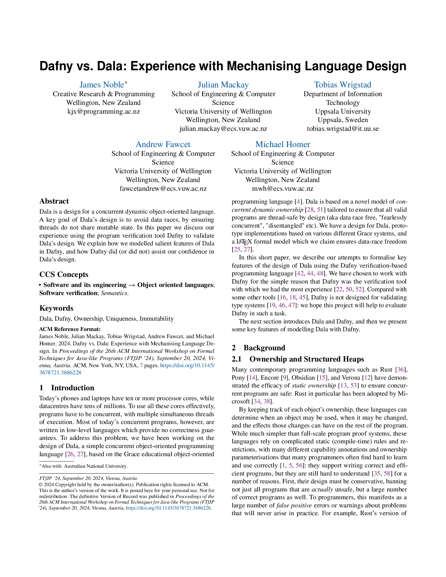 Dafny vs. Dala: Experience with Mechanising Language Design - Michael Homer