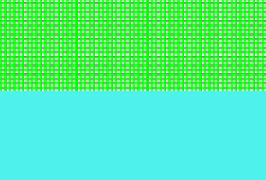 A swatch of a specific light blue colour, next to the dither pattern produced by the patent code, which is green.