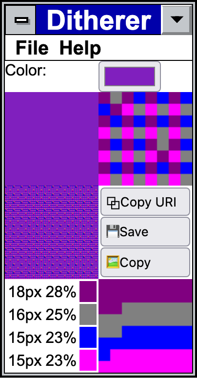 Screenshot of the tool user interface